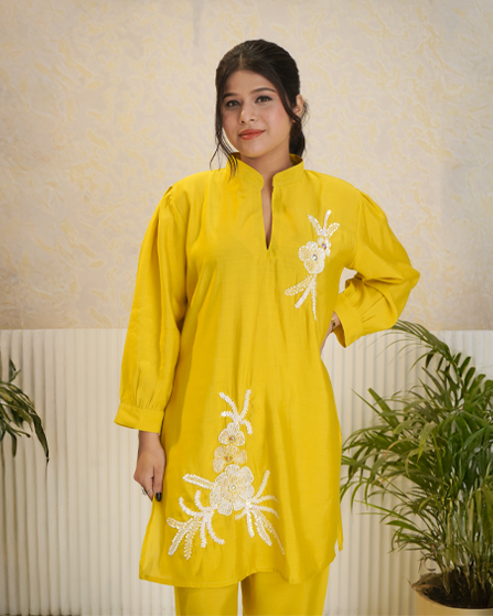 Premium Yellow Designer Kurta Co-Ord Set