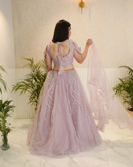 Mauve Color Designer Crop Top Lehenga with Stylish Dupatta