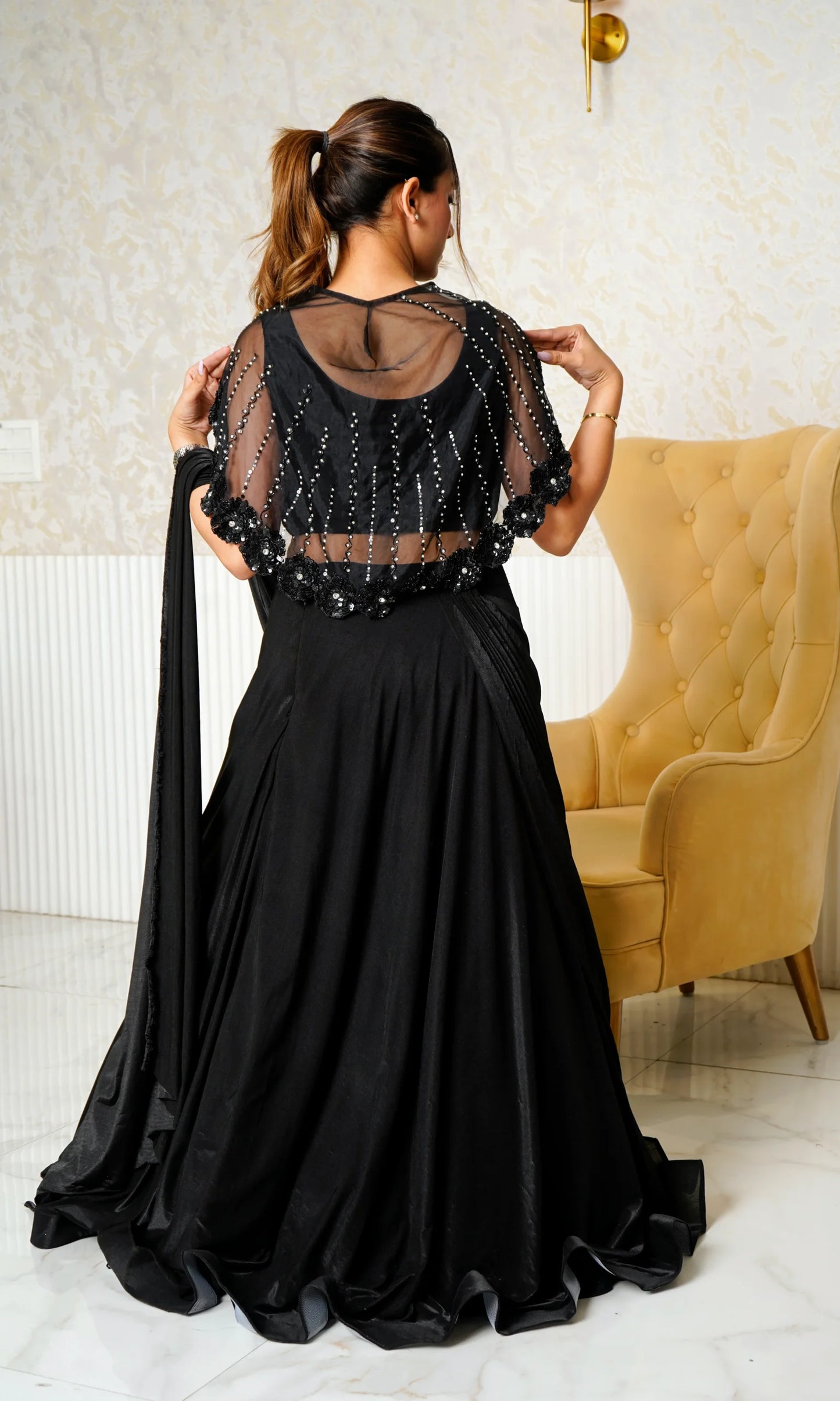 Elegant Black Indo Western Premium Dress