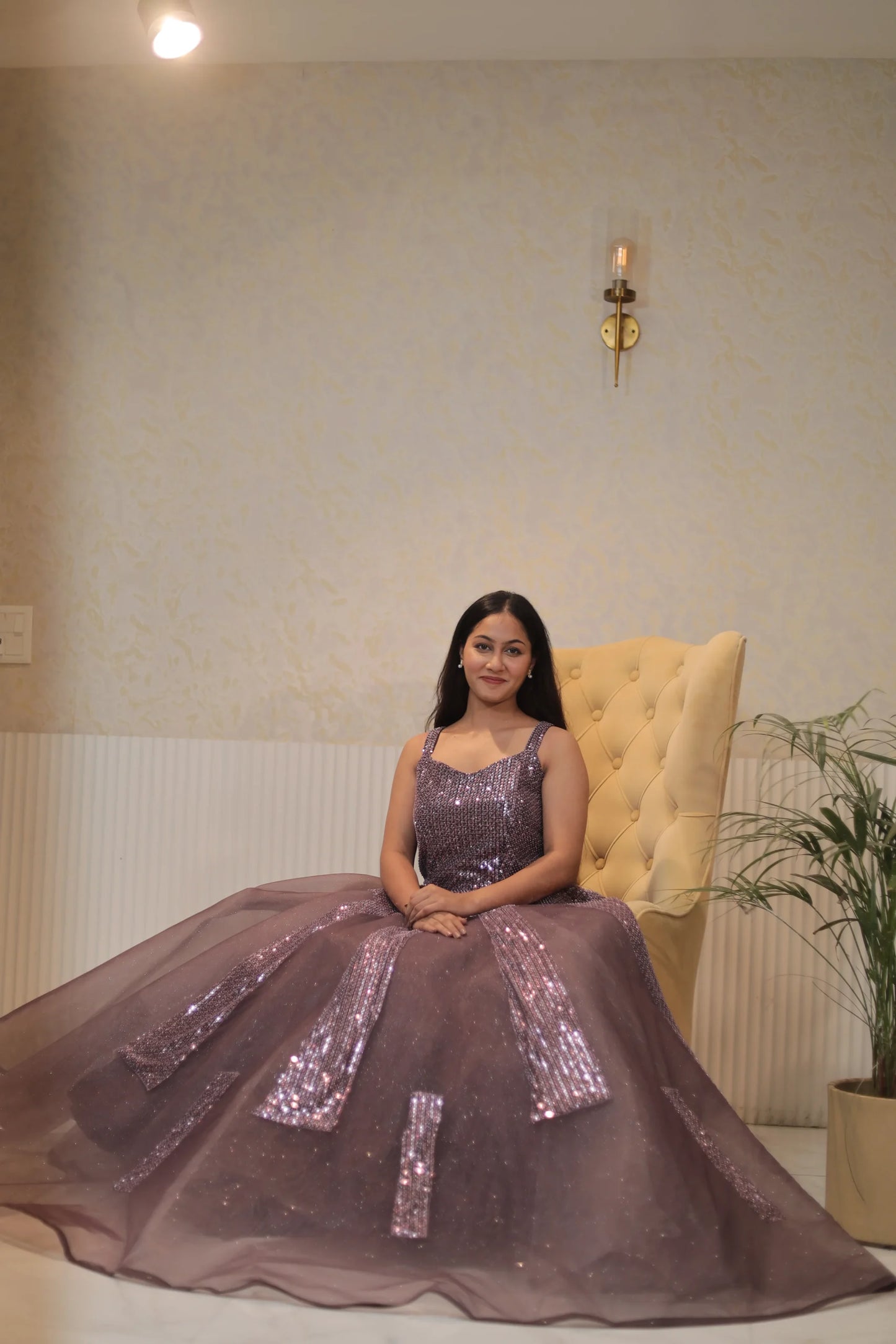 Luxury Strawberry Embellished Pink Gown