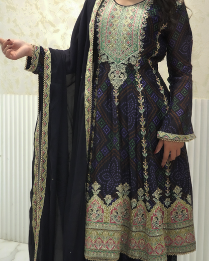 Royal Purple Suit Set with Intricate Work and Embellished Dupatta