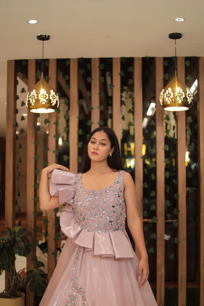 Blush & Shine – Glossy Pink Designer Gown