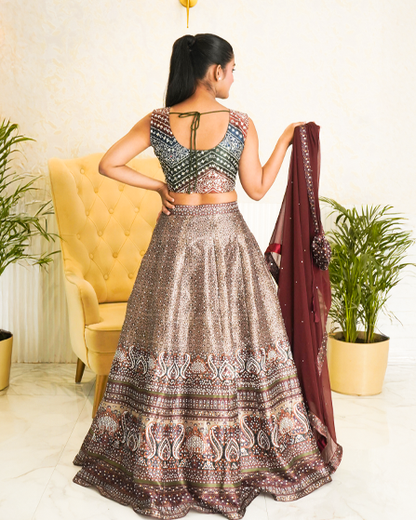 Hariyali Noor A Regal Embroidered Lehenga for Festive Elegance