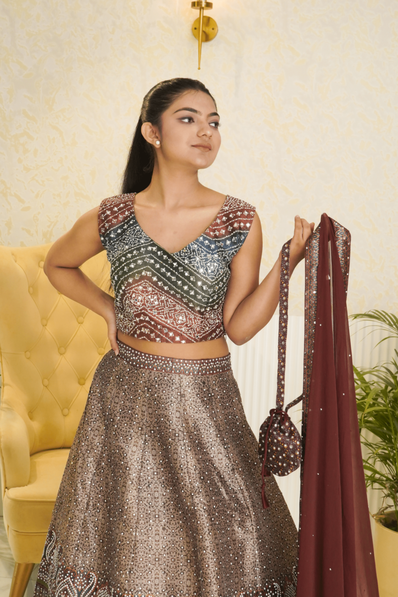 Multicolor Crop Top Lehenga for Womens