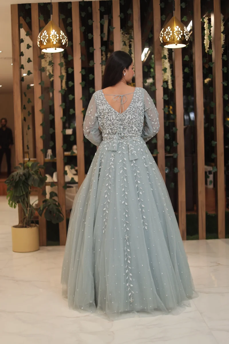 Ice Blue Designer Gown For Womens