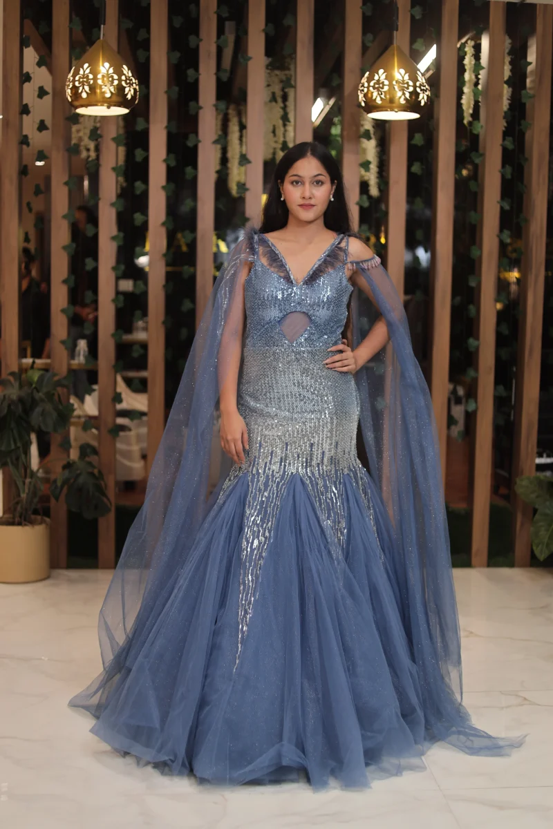 Blue Stylish Mermaid Style Gown