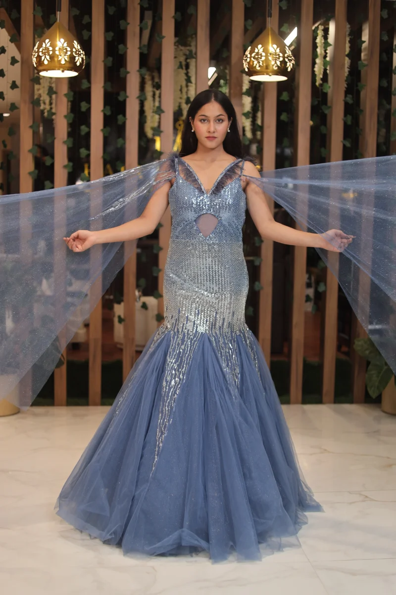 Blue Stylish Mermaid Style Gown