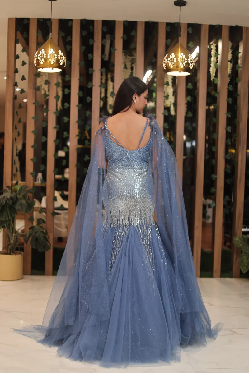 Blue Stylish Mermaid Style Gown