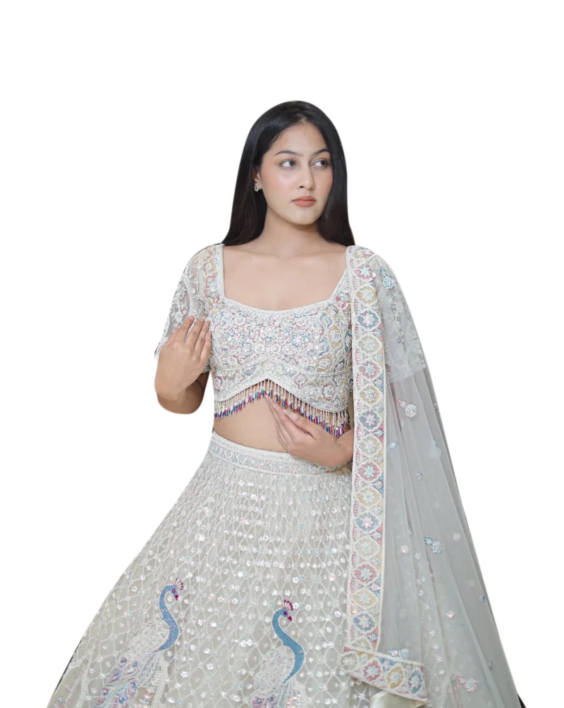 Designer Elegent Offwhite Lehenga For Womens - Image 3